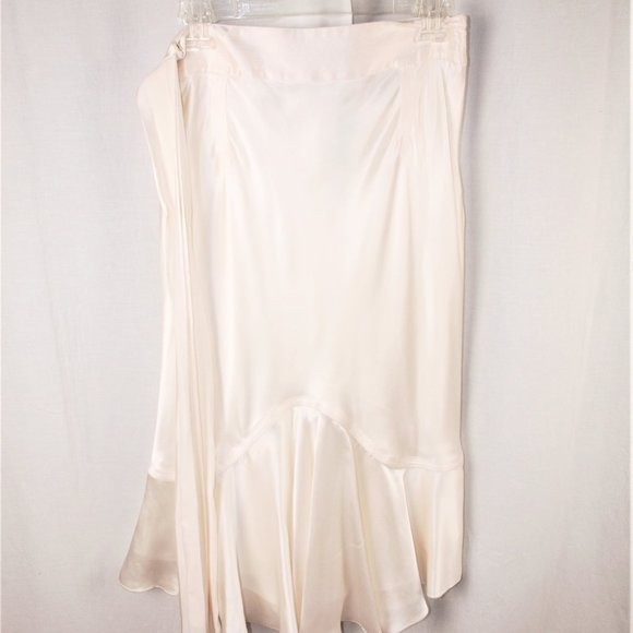 Perry Ellis White Silk Skirt with Peplum bottom - Size 6 NWT - Picture 4 of 6
